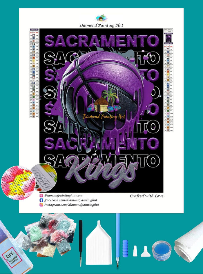 Sacramento NBA Dripping Ball Diamond Painting