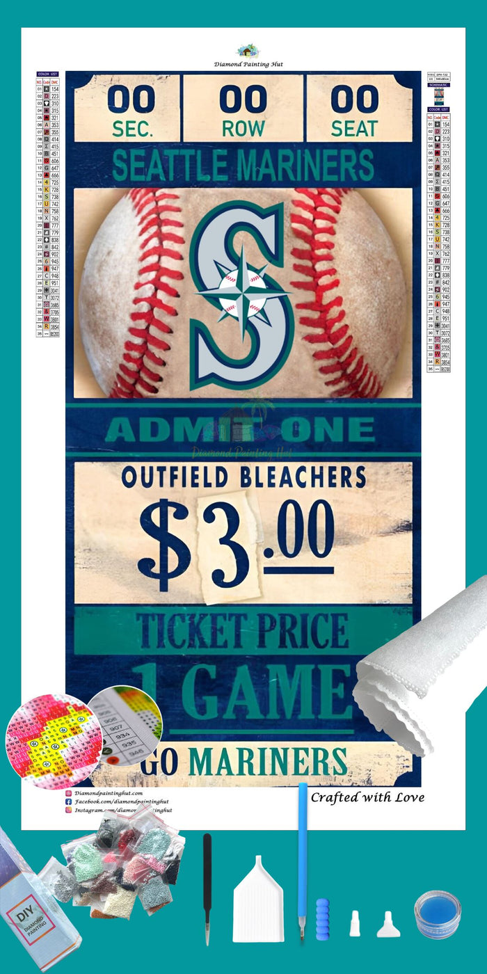 Seattle Mariners MLB Ticket Diamond Painting-Diamond Painting Hut