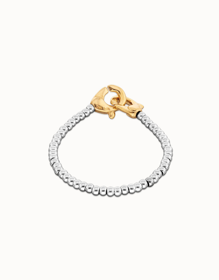 Ser Inseparable Silver Bracelet w/Double Lobster Claw Gold Clasp Medium