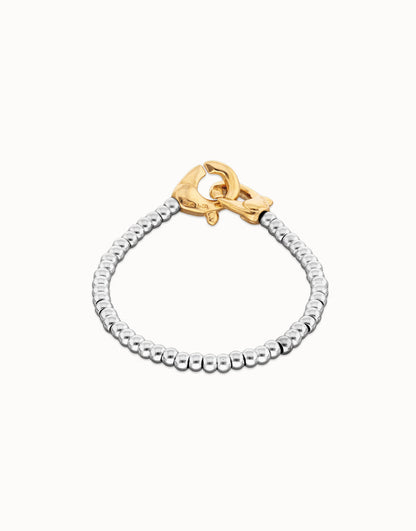 Ser Inseparable Silver Bracelet w/Double Lobster Claw Gold Clasp Medium