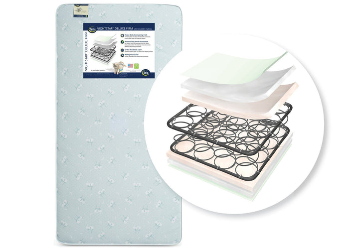 Serta Nightstarâ„¢ Deluxe Firm Crib & Toddler Mattress Front View a2a