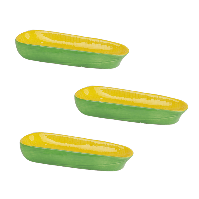 Servette Home Novelty Ceramic 8.5" Corn on The Cob Dish