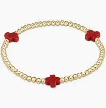 Signature Cross Gold 3mm Bracelet Red
