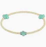 Signature Cross Gold Pattern 2mm Bead Bracelet Mint