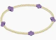 Signature Cross Small Gold Pattern 2mm Bead Bracelet Purple