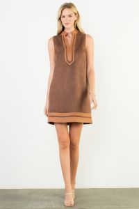 Sleeveless Suede Dress Brown