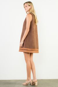 Sleeveless Suede Dress Brown