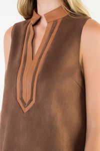 Sleeveless Suede Dress Brown