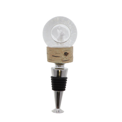 Snow Globe Wine Stopper with White Fox