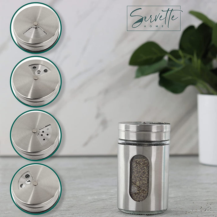 Spice Rack with 5 Stainless Steel Retro Glass Spice Jars