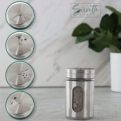 Spice Rack with 5 Stainless Steel Retro Glass Spice Jars