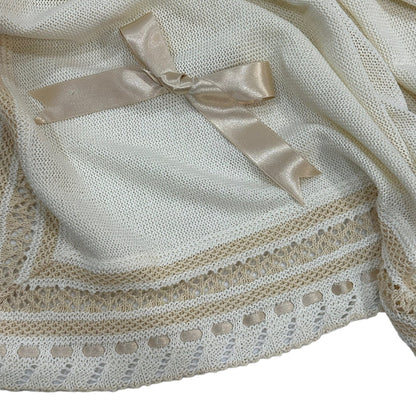 Stephanie Luxe Knitted Blanket in (Light Blue/Pink/Cream)
