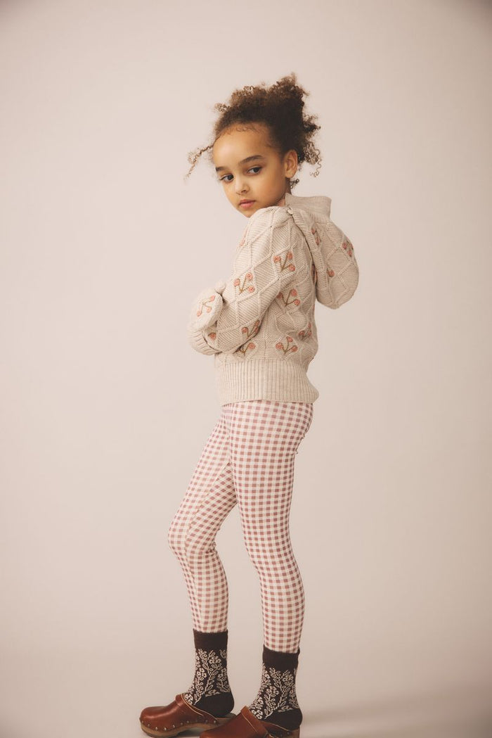 Stretch Legging in Gingham Print, Cherry