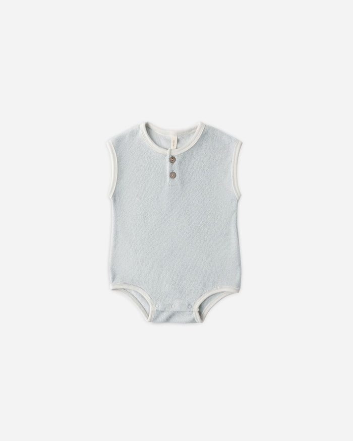 Terry Cloth Romper in Sky