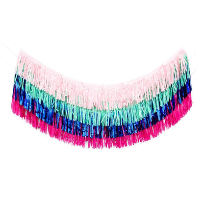 Tissue Paper & Metallic Foil Layered Fringe Garland