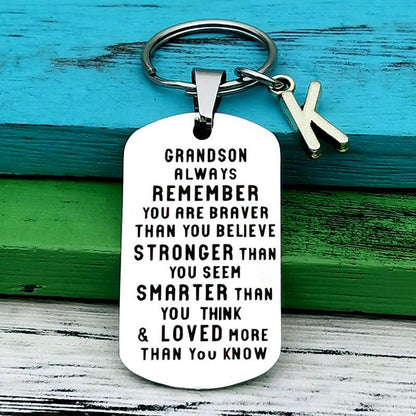 To My Grandson Granddaughter Gift Lettering Keychain