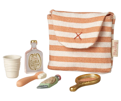 Toothbrush Set in Bag, Mouse - Coral Stripe