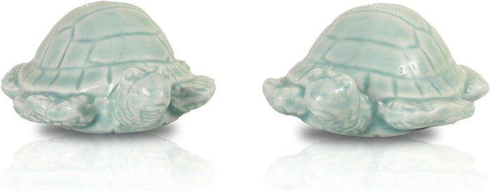Turtle Salt and Pepper Shakers for Kitchen and Ocean Décor – Ceramic Sea Turtles (Light Mint)