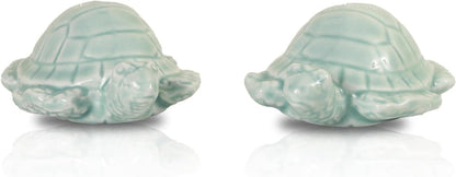 Turtle Salt and Pepper Shakers for Kitchen and Ocean Décor – Ceramic Sea Turtles (Light Mint)