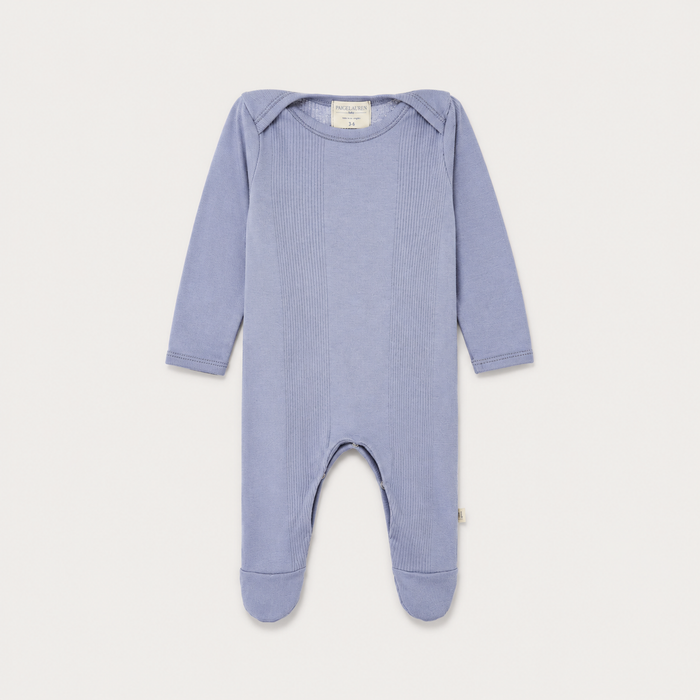 Variegated Rib Lap Tee Footie Pajama in Blue