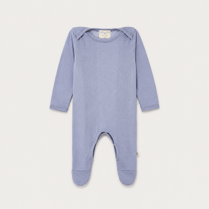 Variegated Rib Lap Tee Footie Pajama in Blue