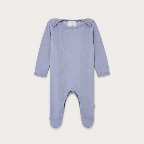 Variegated Rib Lap Tee Footie Pajama in Blue