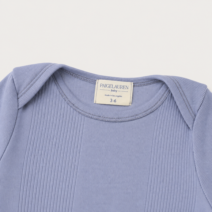 Variegated Rib Lap Tee Footie Pajama in Blue