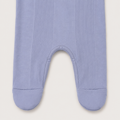 Variegated Rib Lap Tee Footie Pajama in Blue