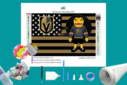 Vegas NHL Mascot Flag Diamond Painting-Diamond Painting Hut