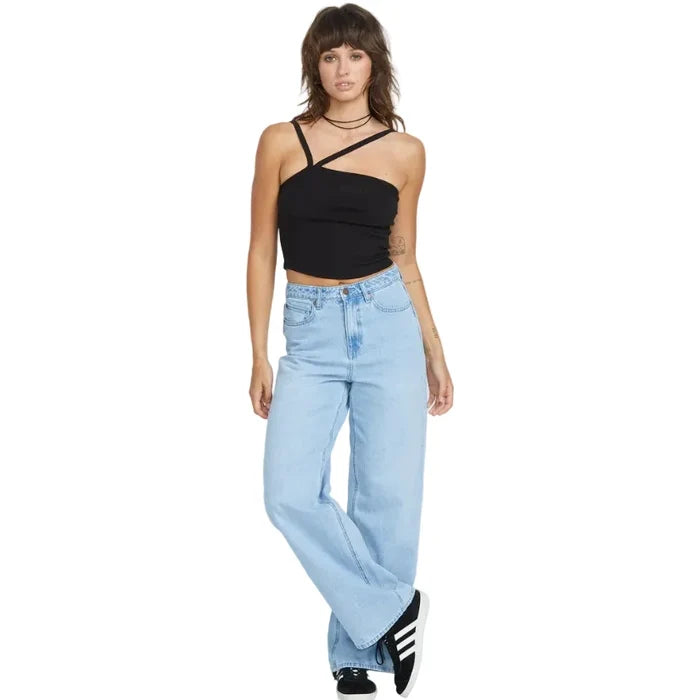 Volcom Stoned Boyfriend High Rise Jeans - Blue Bird
