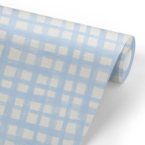 Baby Blue Plaid Removable Wallpaper