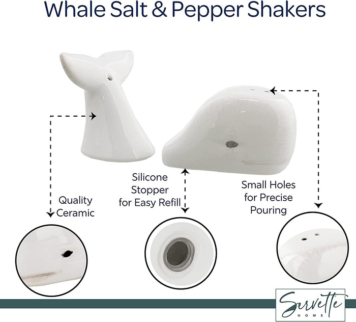 Whale Head Tail Salt & Pepper Shakers