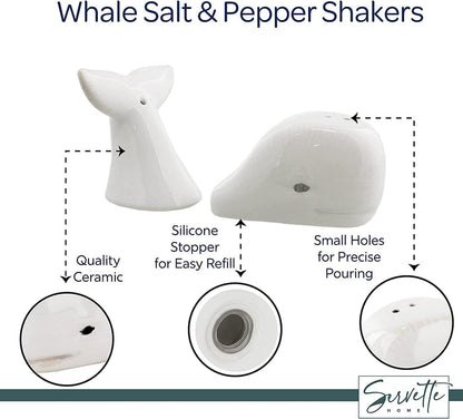 Whale Head Tail Salt & Pepper Shakers