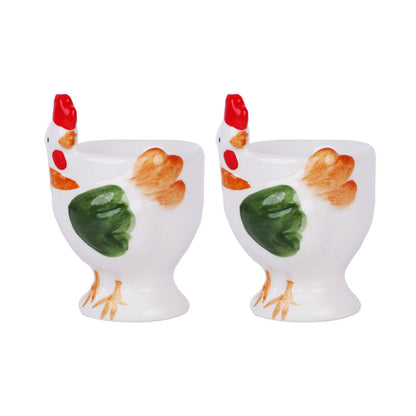 White Chickens Soft Boiled Egg Holder - Set of 2