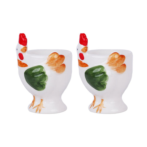 White Chickens Soft Boiled Egg Holder - Set of 2