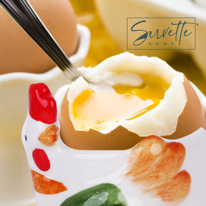 White Chickens Soft Boiled Egg Holder - Set of 2