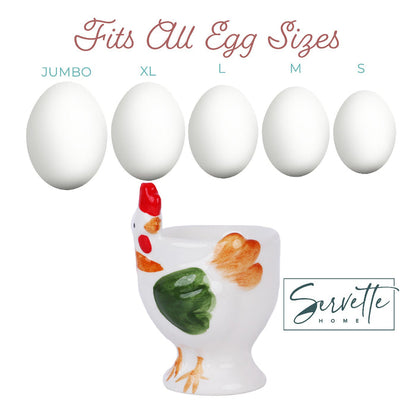 White Chickens Soft Boiled Egg Holder - Set of 2