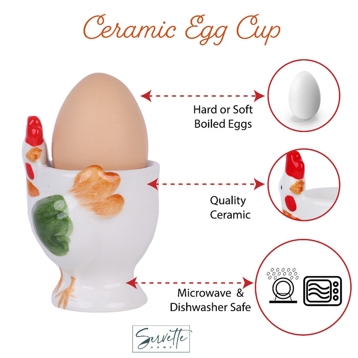 White Chickens Soft Boiled Egg Holder - Set of 2