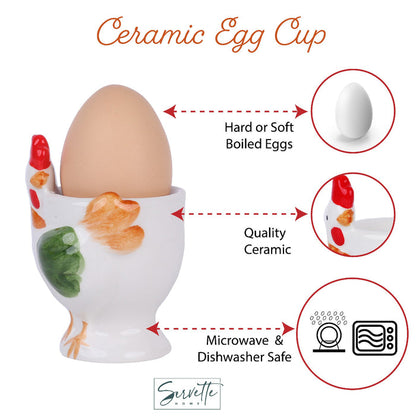 White Chickens Soft Boiled Egg Holder - Set of 2
