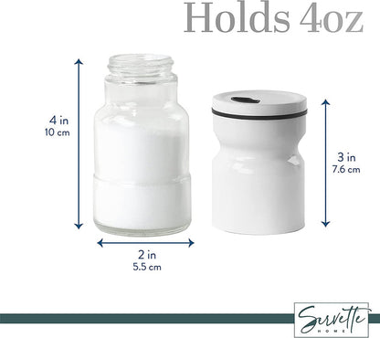 White Glass & Metal Salt and Pepper Shakers