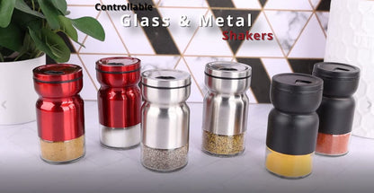 White Glass & Metal Salt and Pepper Shakers