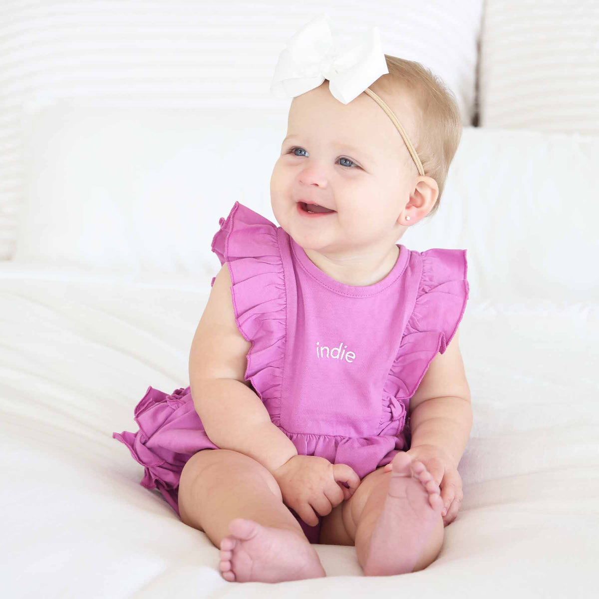Embroidered Sleeveless Ruffle Bubble Romper