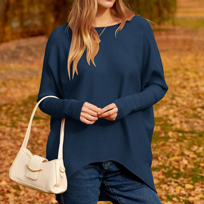 Women's Irregular Oversized Dolman Sleeve Knitted Pullover