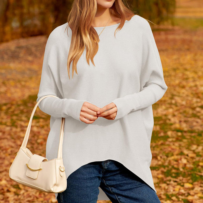 Women's Irregular Oversized Dolman Sleeve Knitted Pullover