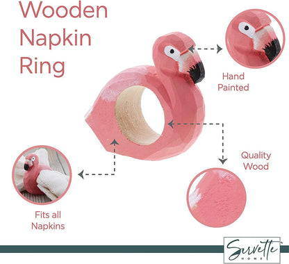 Wooden Flamingo Napkin Rings
