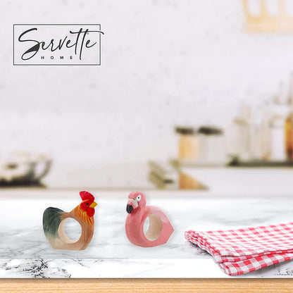 Wooden Flamingo Napkin Rings