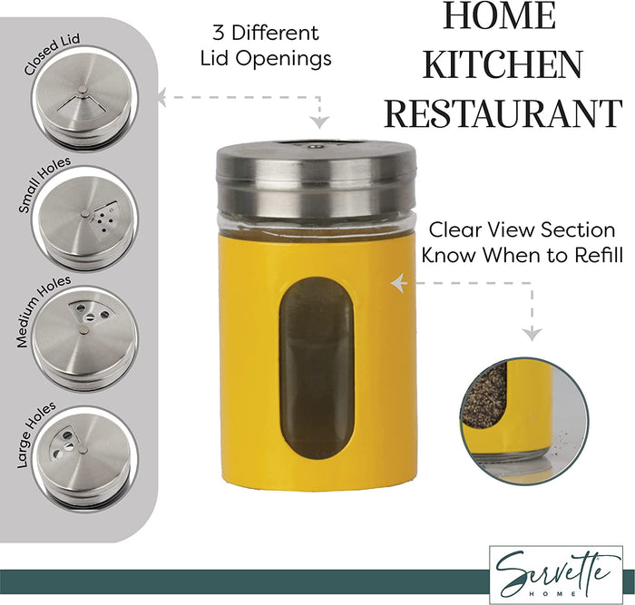 Yellow Retro Salt & Pepper Glass Jar Single Shaker