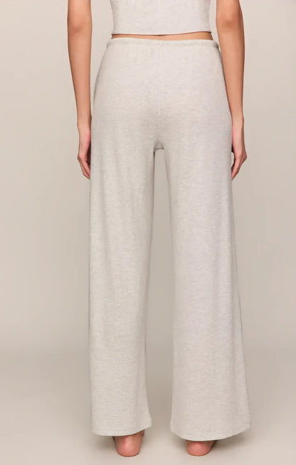 Z Supply Waffle Brushed Thermal Pant in Feather Grey Waffle Lounge Pants | Women's Wide Leg Thermal Pants Bottoms