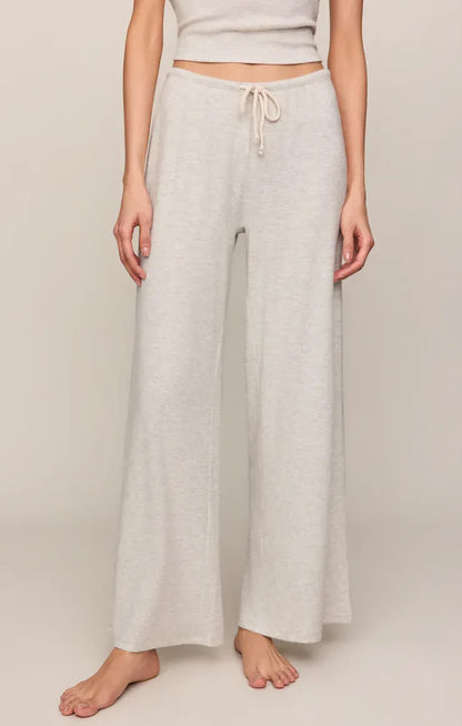 Z Supply Waffle Brushed Thermal Pant in Feather Grey Waffle Lounge Pants | Women's Wide Leg Thermal Pants Bottoms